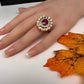 AD  Color Stone Adjustable Color Stone Cocktail Ring - Red