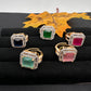 AD Color Stone Adjustable Color Stone Cocktail Ring - Pink