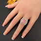 AD Color Stone Adjustable Color Stone Cocktail Ring - Pink