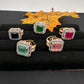 AD Color Stone Adjustable Color Stone Cocktail Ring - Red
