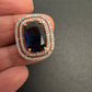 AD  Color Stone Adjustable Color Stone Cocktail Ring - Blue