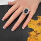 AD  Color Stone Adjustable Color Stone Cocktail Ring - Blue