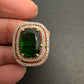 AD  Color Stone Adjustable Color Stone Cocktail Ring - Green