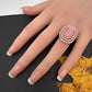 AD  Color Stone Adjustable Color Stone Cocktail Ring - Pink