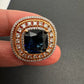 AD  Color Stone Adjustable Color Stone Cocktail Ring - Blue