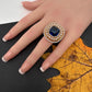 AD  Color Stone Adjustable Color Stone Cocktail Ring - Blue