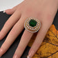 AD  Color Stone Adjustable Color Stone Cocktail Ring - Green