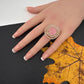 AD  Color Stone Adjustable Color Stone Cocktail Ring - Pink