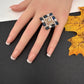 AD  Color Stone Adjustable Color Stone Cocktail Ring - Blue