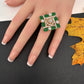AD  Color Stone Adjustable Color Stone Cocktail Ring - Green