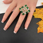 AD  Color Stone Adjustable Color Stone Cocktail Ring - HydroGreen