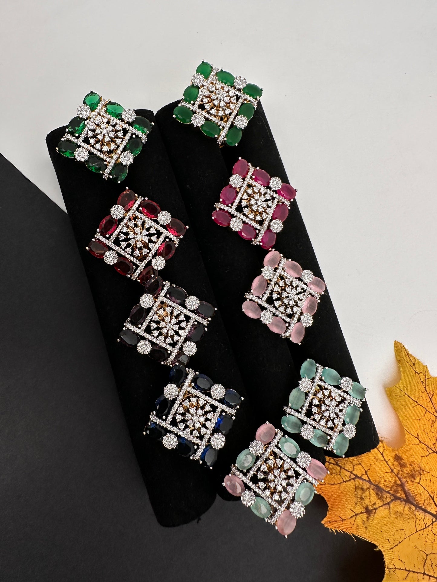 AD  Color Stone Adjustable Color Stone Cocktail Ring - Red