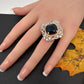 AD  Color Stone Adjustable Color Stone Cocktail Ring - Blue