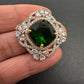 AD  Color Stone Adjustable Color Stone Cocktail Ring - Green