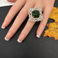 AD  Color Stone Adjustable Color Stone Cocktail Ring - Green