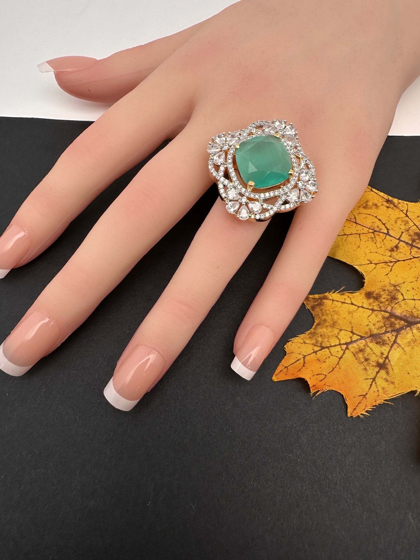 AD  Color Stone Adjustable Color Stone Cocktail Ring