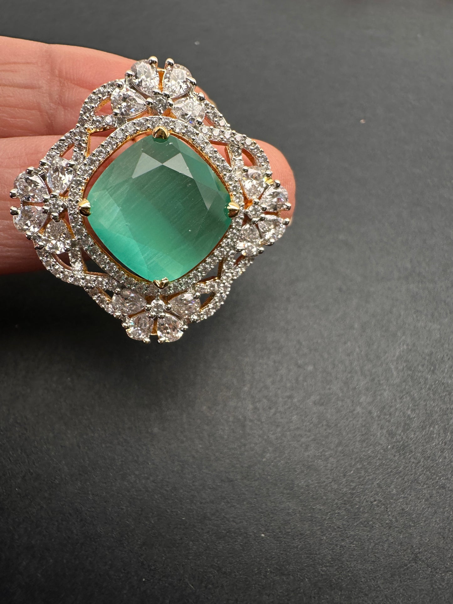 AD  Color Stone Adjustable Color Stone Cocktail Ring