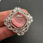 AD  Color Stone Adjustable Color Stone Cocktail Ring - Pink