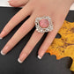 AD  Color Stone Adjustable Color Stone Cocktail Ring - Pink