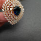 AD  Color Stone Adjustable Color Stone Cocktail Ring - Blue