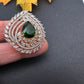 AD  Color Stone Adjustable Color Stone Cocktail Ring - Green