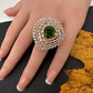 AD  Color Stone Adjustable Color Stone Cocktail Ring - Green