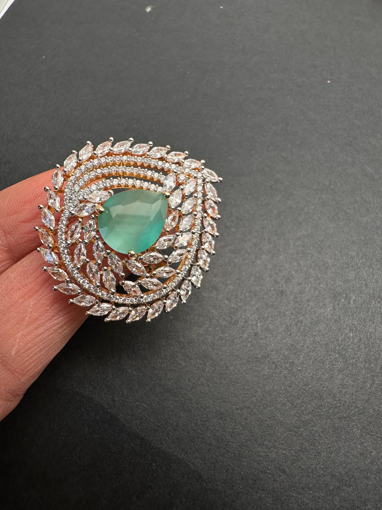 AD  Color Stone Adjustable Color Stone Cocktail Ring