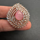 AD  Color Stone Adjustable Color Stone Cocktail Ring - Pink