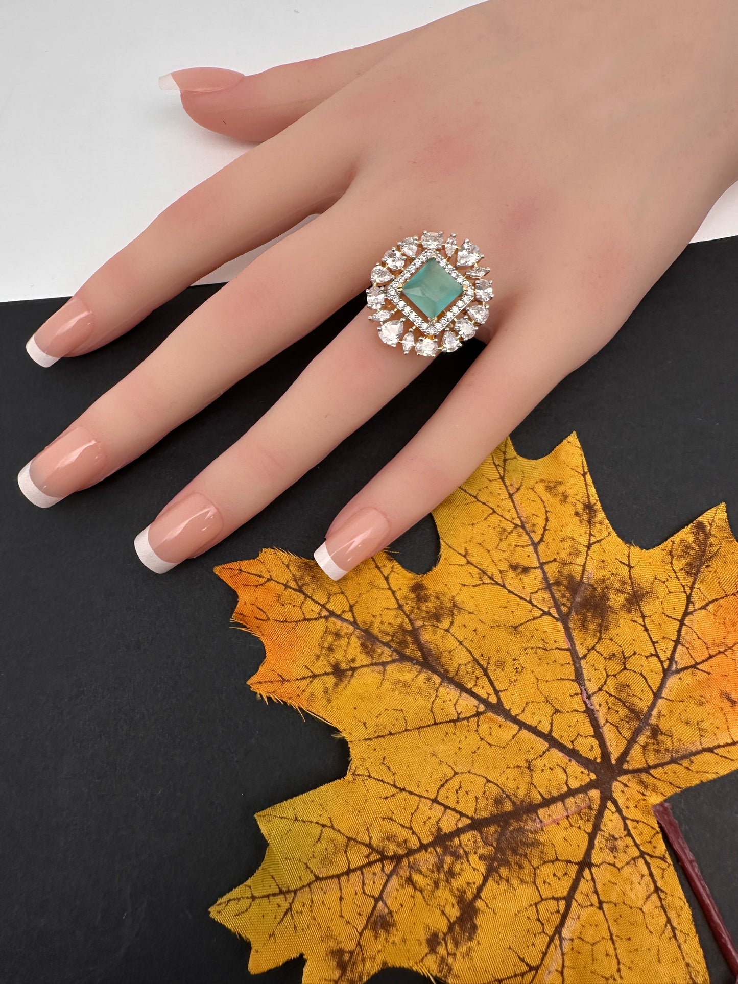 AD  Color Stone Adjustable Color Stone Cocktail Ring