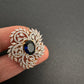 AD  Color Stone Adjustable Color Stone Cocktail Ring - Blue