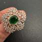 AD  Color Stone Adjustable Color Stone Cocktail Ring - Green