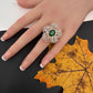 AD  Color Stone Adjustable Color Stone Cocktail Ring - Green