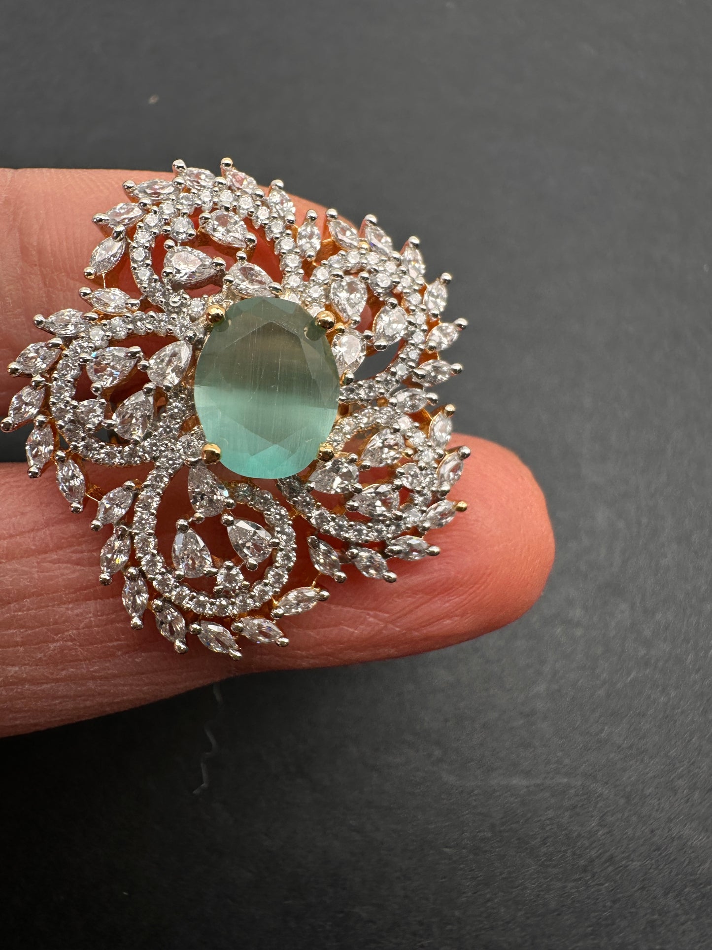 AD  Color Stone Adjustable Color Stone Cocktail Ring