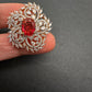 AD  Color Stone Adjustable Color Stone Cocktail Ring - Red