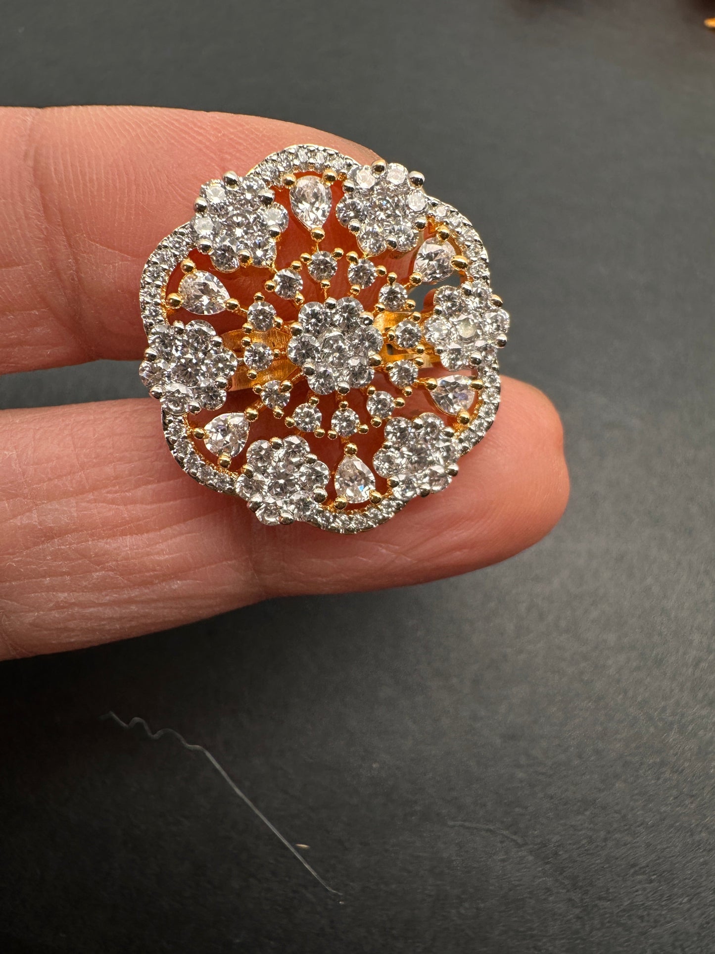 AD  Dual Tone  Adjustable Cocktail Ring