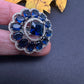 AD  Silver Color Stone Adjustable  Cocktail Ring - Blue