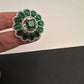 AD  Silver Color Stone Adjustable  Cocktail Ring - Green
