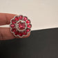 AD  Silver Color Stone Adjustable  Cocktail Ring - Red