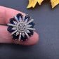 AD  Silver Color Stone Adjustable  Cocktail Ring - Blue