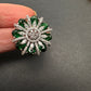 AD  Silver Color Stone Adjustable  Cocktail Ring - Green