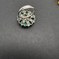 AD  Silver Color Stone Adjustable  Cocktail Ring - Green