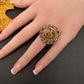Matte Kemp Peacock Adjustable Matte Cocktail Ring - 
