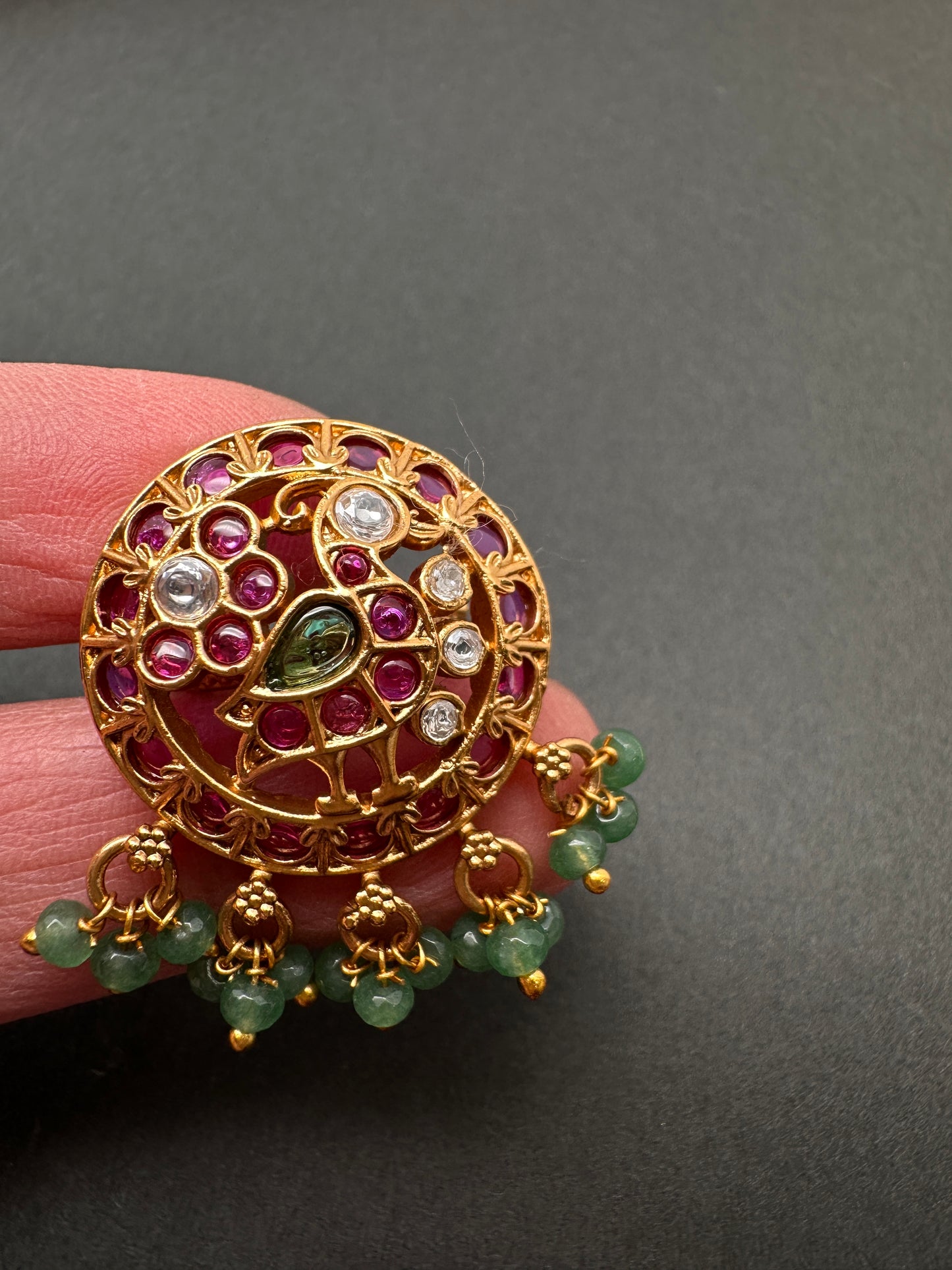 Matte Kemp Peacock Adjustable Matte Cocktail Ring - 