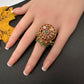 Matte Kemp Peacock Adjustable Matte Cocktail Ring - 