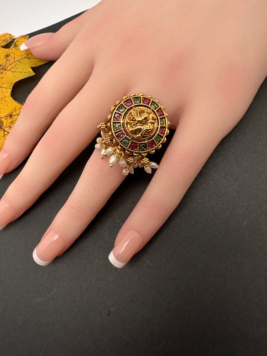 Matte Kemp Adjustable Matte Cocktail Ring - 