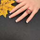 Jadau Kundan Adjustable Matte Cocktail Ring - 