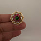 Jadau Kundan Adjustable Matte Cocktail Ring - 