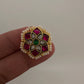 Jadau Kundan Adjustable Matte Cocktail Ring - 
