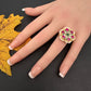 Jadau Kundan Adjustable Matte Cocktail Ring - 