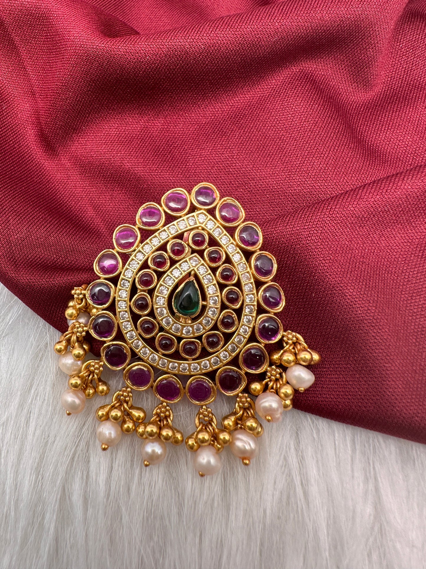 Red Potta Stones 92.5 Silver Pendent